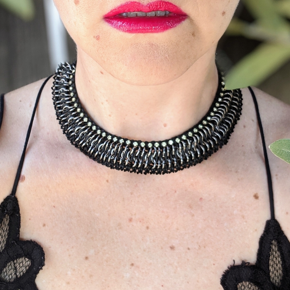 FINAL DROP Woven & Bejeweled Statement Necklace